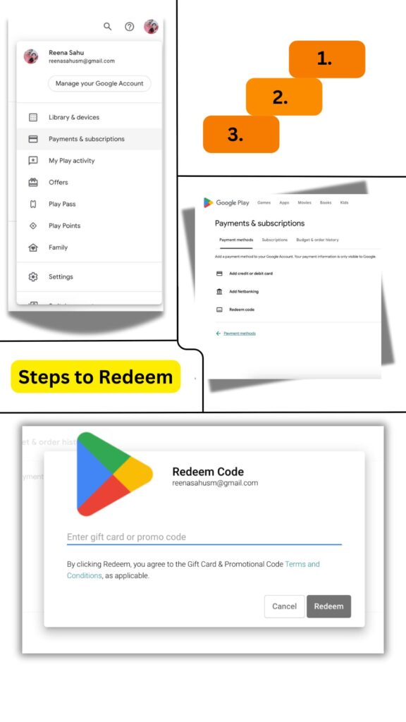 steps to redeem